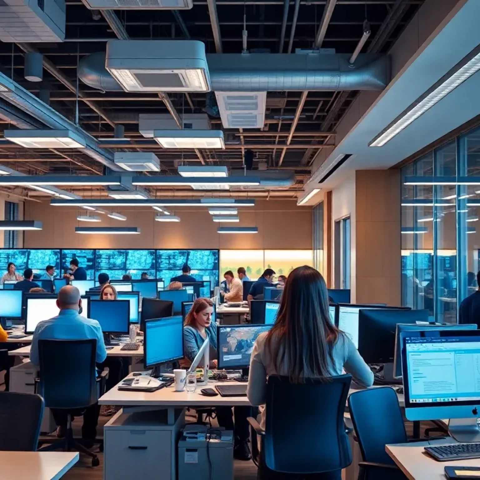 Corporate environment at Novo Nordisk reflecting a busy and uncertain atmosphere.