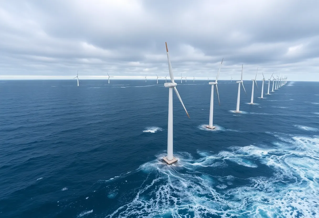 Offshore wind turbines generating renewable energy near Nantucket.