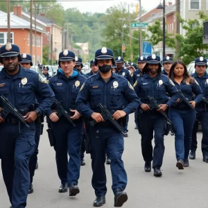 Law enforcement officers conducting operation in Massachusetts