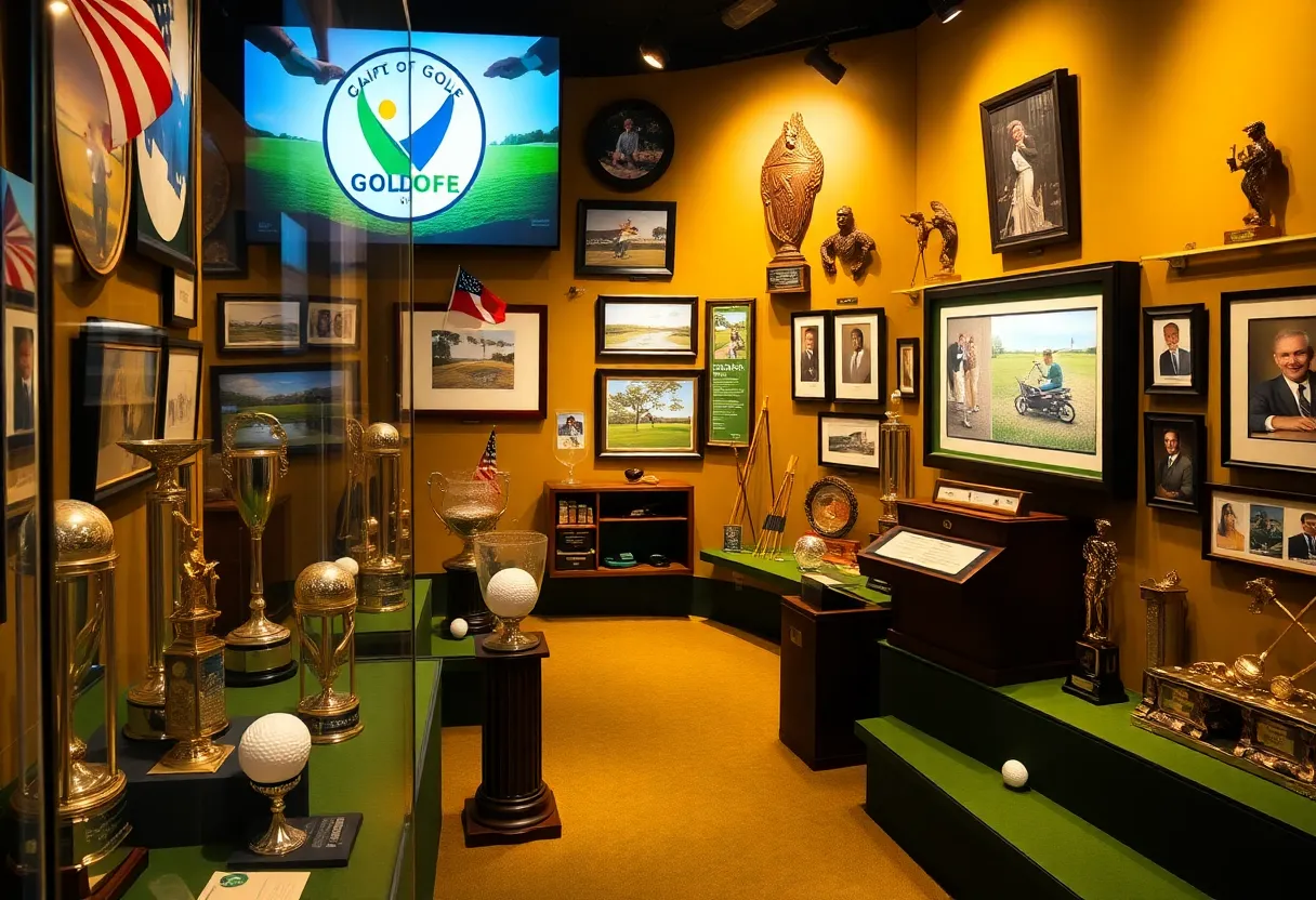 Display of Pat Bradley's memorabilia at Mass Golf headquarters