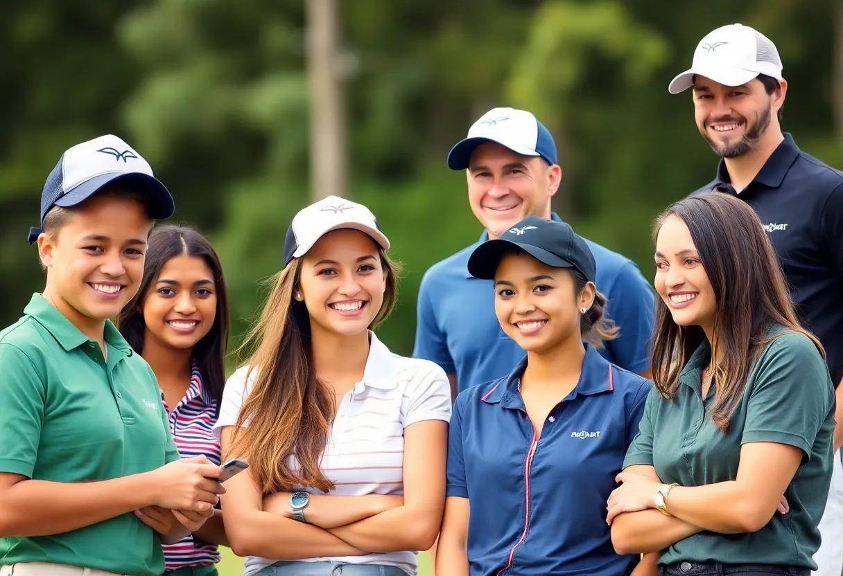 Young professionals working in the golf industry during a paid internship.