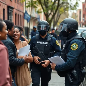 Federal agents engaging with community residents in Boston during the Patriot 2.0 operation.