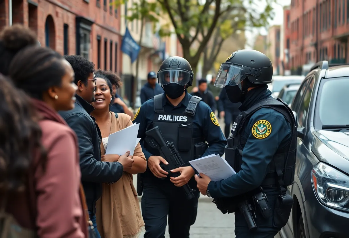 Federal agents engaging with community residents in Boston during the Patriot 2.0 operation.