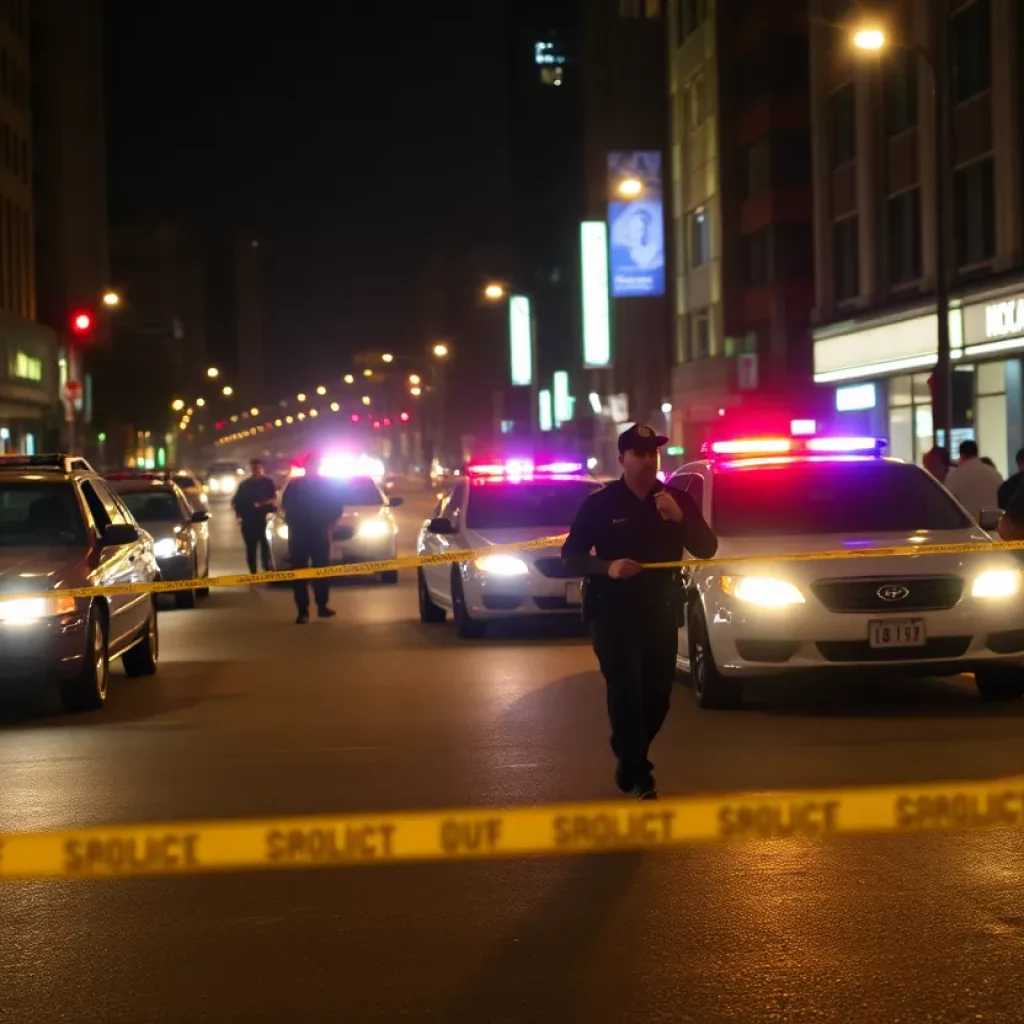 Police officers responding to a crime scene during a chase in Roxbury