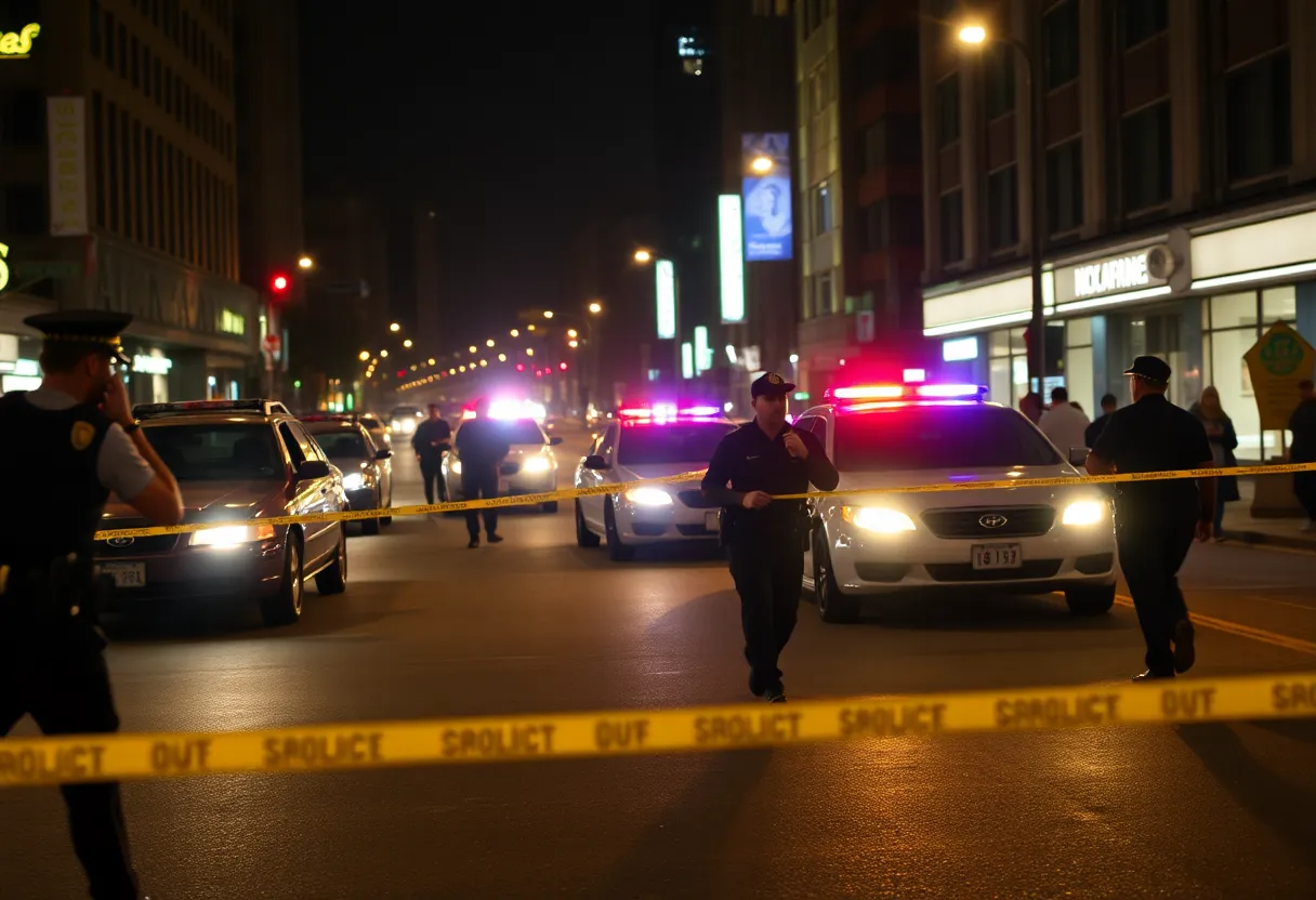 Police officers responding to a crime scene during a chase in Roxbury