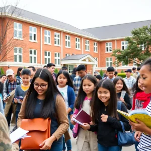 Students at a private school engaged in learning activities