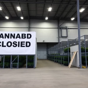 Closed cannabis facility of Rev Clinics in Fitchburg, Massachusetts.