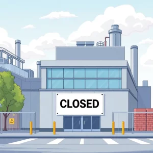 Closed facility sign at a biomanufacturing site