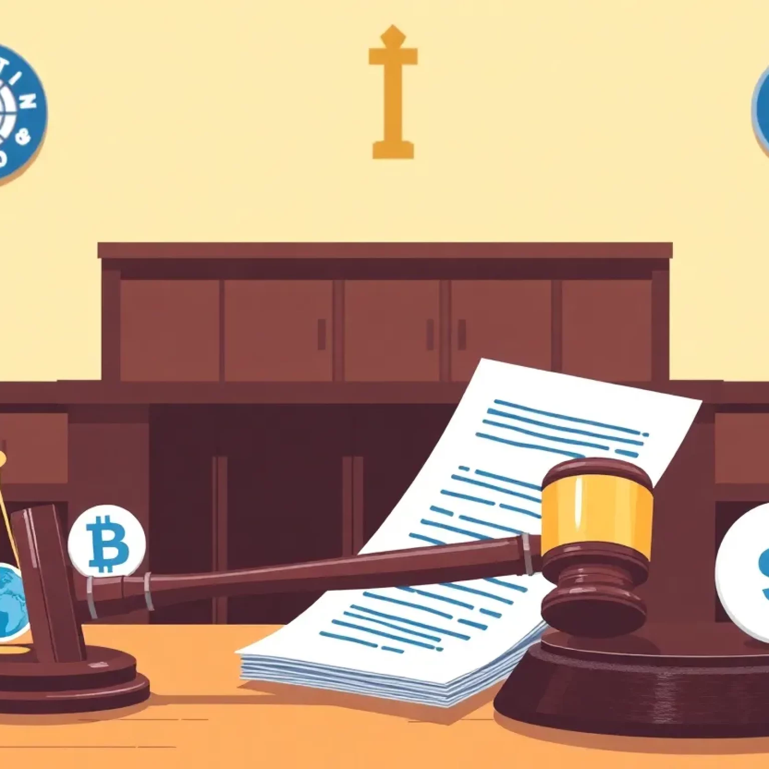 Courtroom scene depicting legal elements related to sports betting