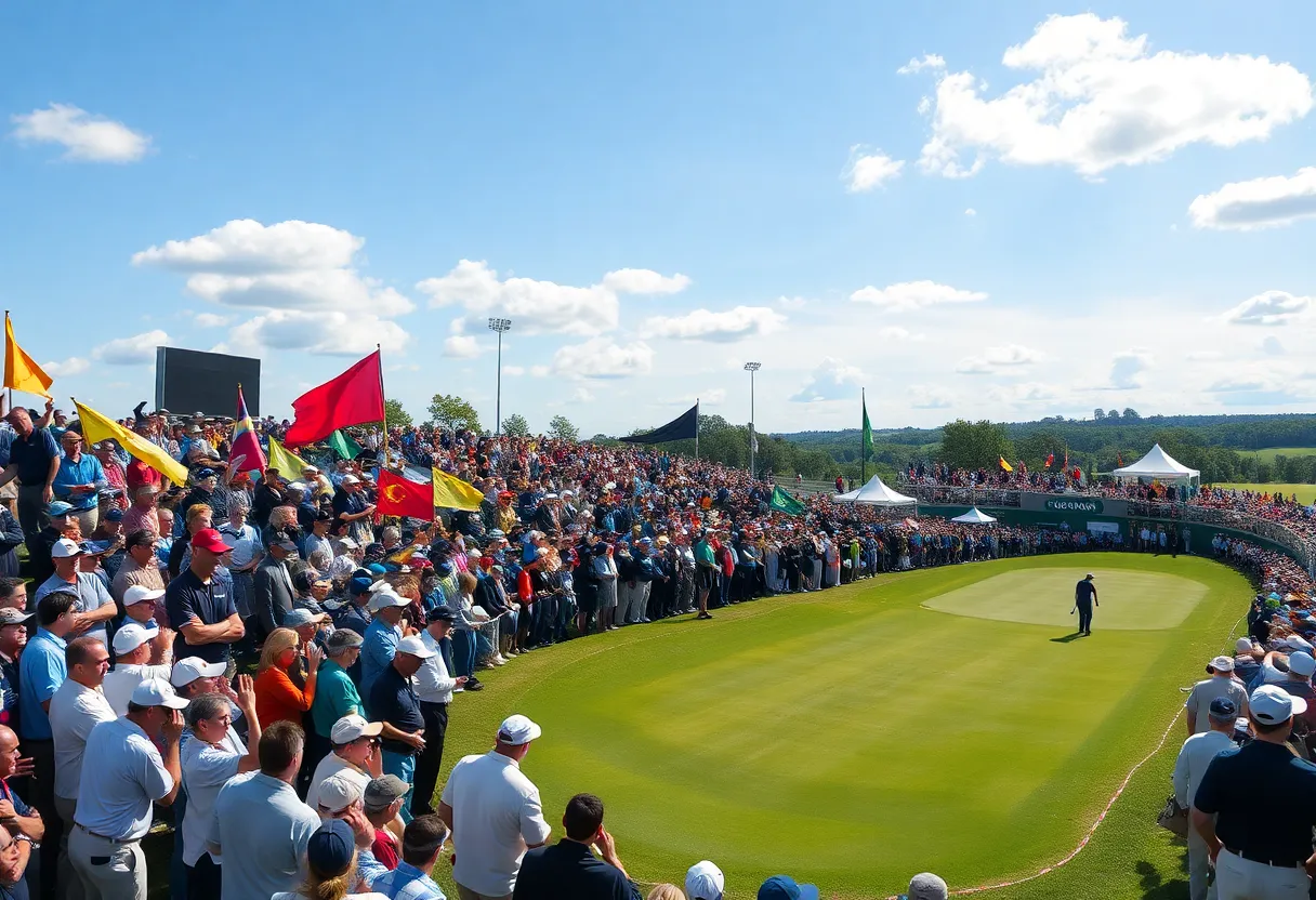 Crowd and players at the Ryder Cup 2025