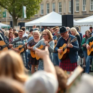 Crowd enjoying performances at the Seisiún Festival in Boston