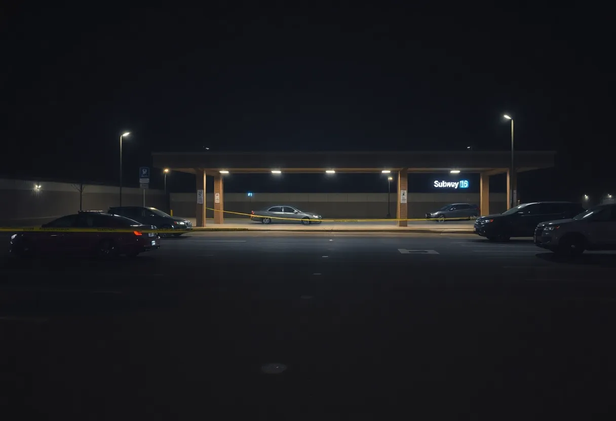 Police investigating a shooting scene at MBTA Montello Station parking lot