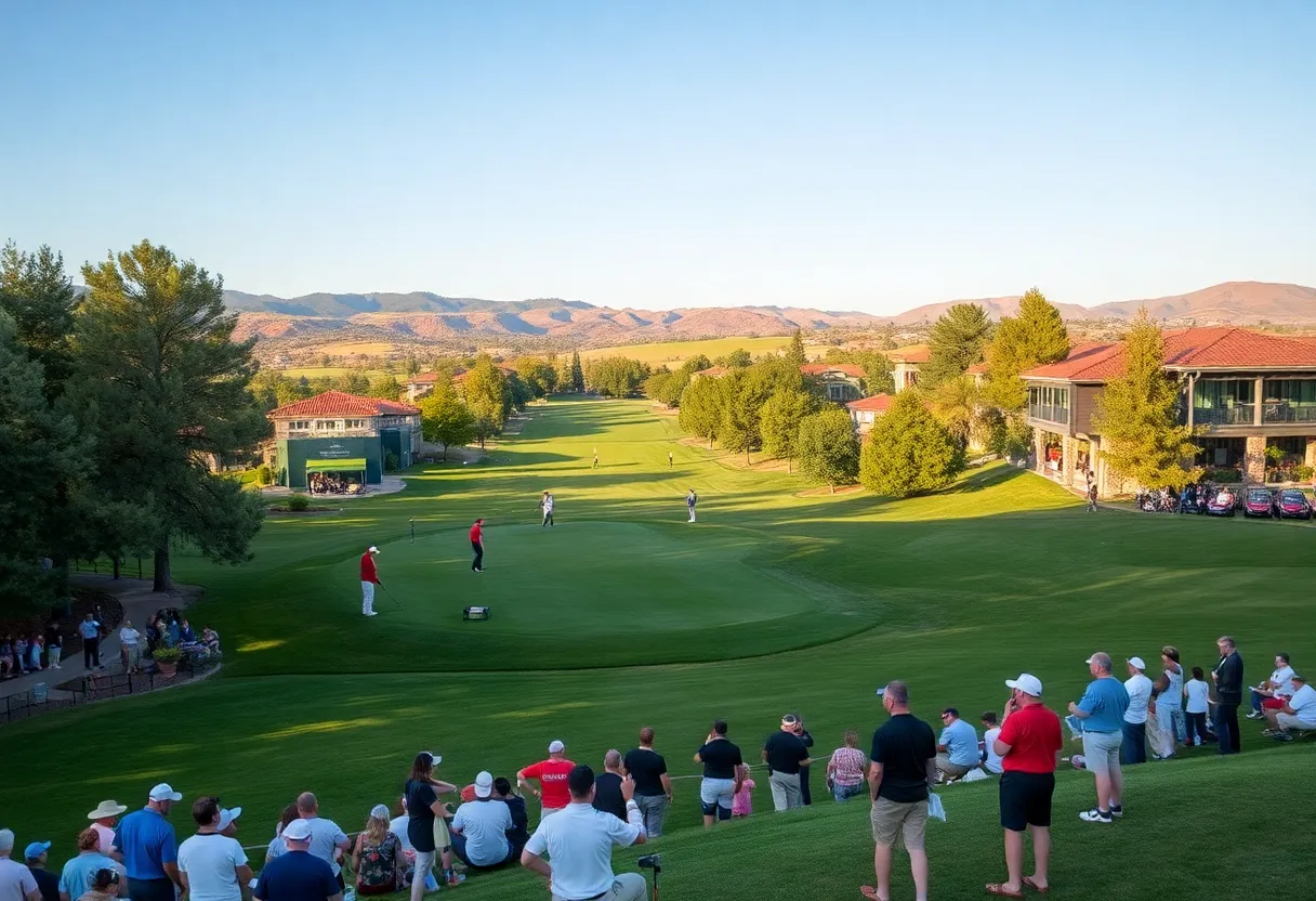 Players practicing on the golf course during the Procore Championship