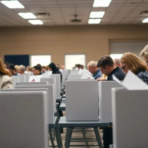 Voters at a polling station in Somerville during the mayoral election