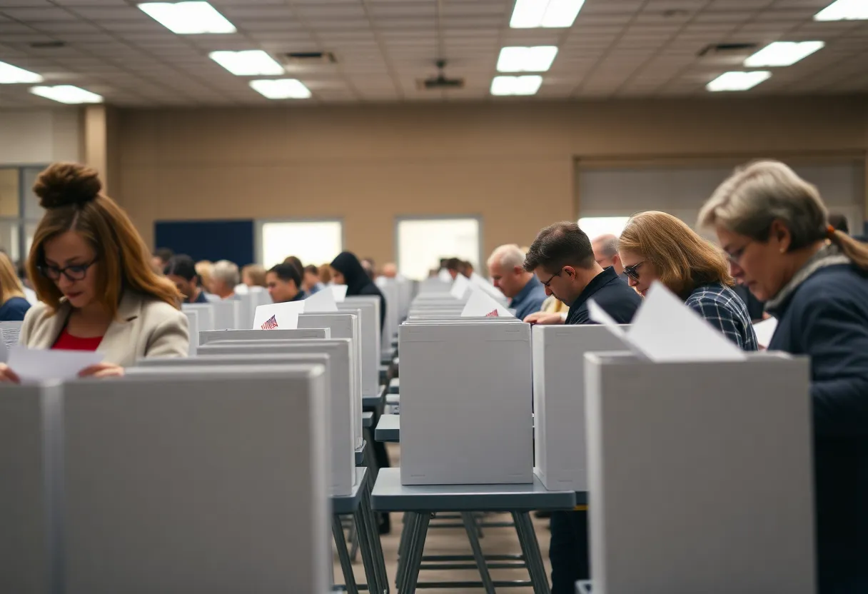 Voters at a polling station in Somerville during the mayoral election