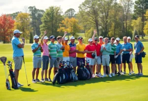 St. John's Prep golf team celebrating their tournament victory.