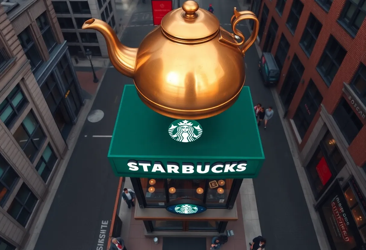 Boston Starbucks location under historic kettle