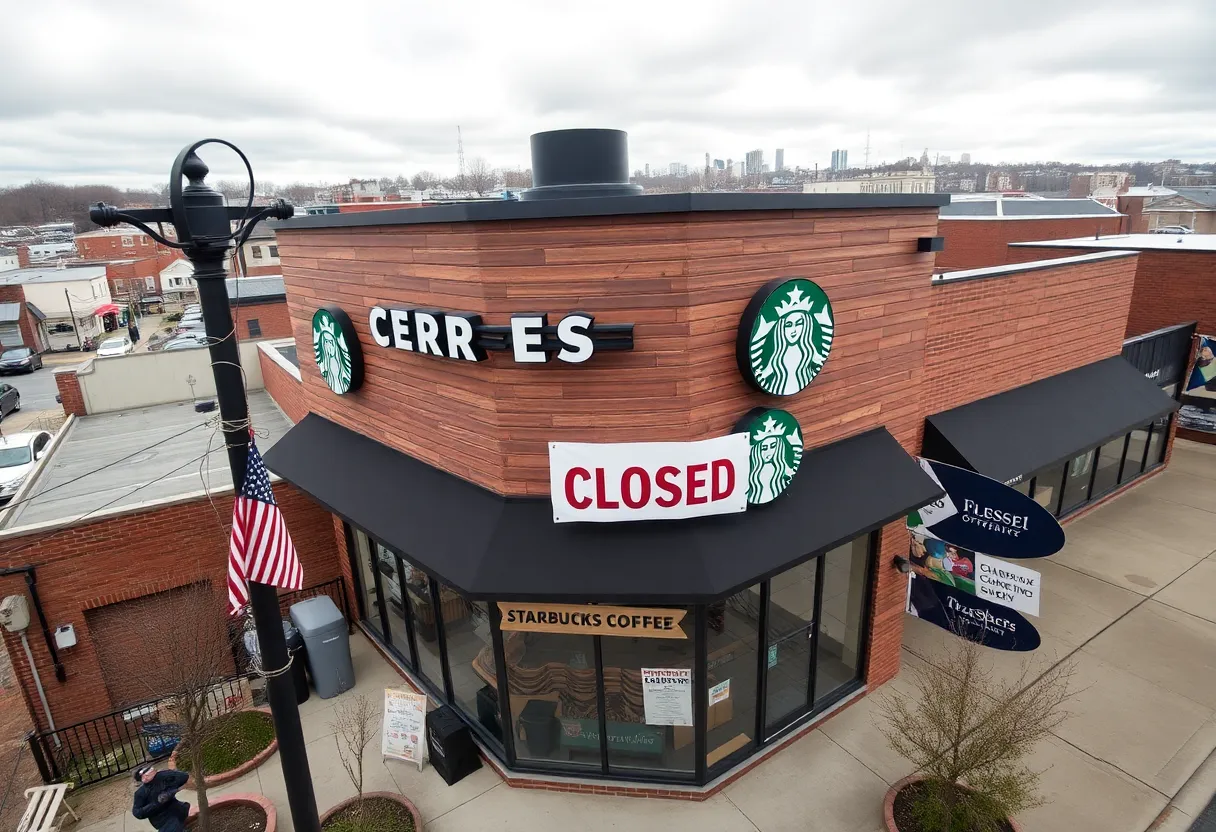 Closed Starbucks store sign in Massachusetts