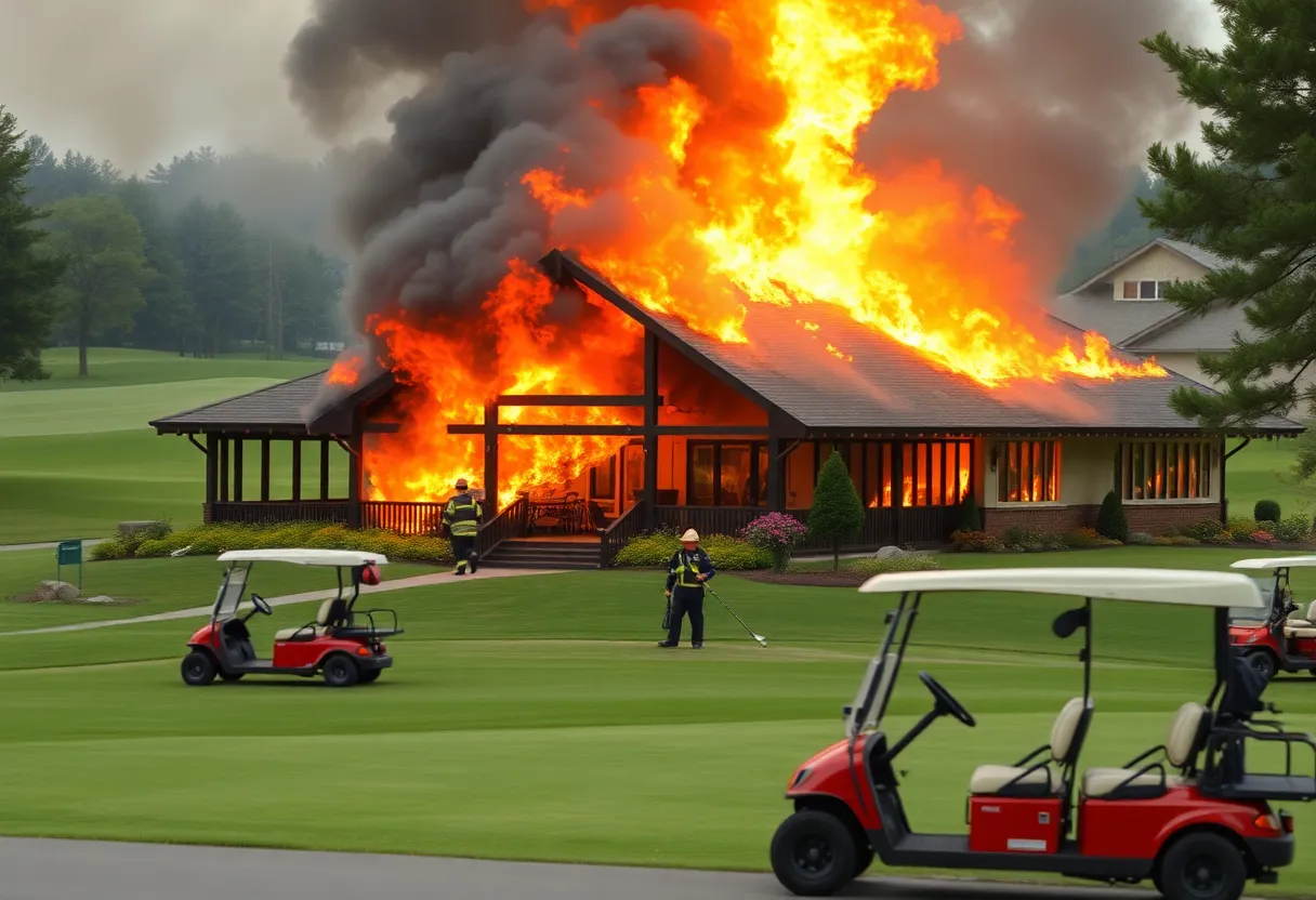 Firefighters battling flames at Sugarbush Golf Course clubhouse