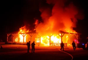 Firefighters battling a blaze at Sugarbush Golf Course clubhouse