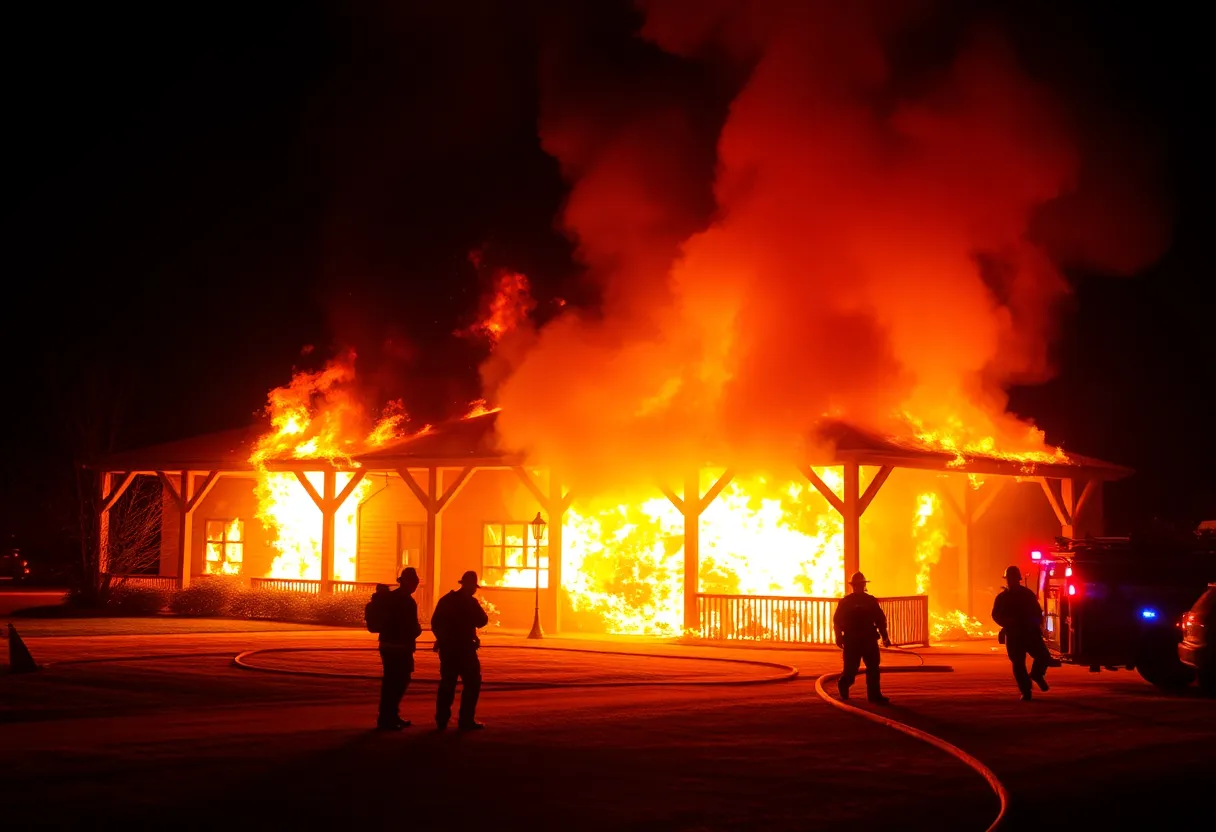 Firefighters battling a blaze at Sugarbush Golf Course clubhouse