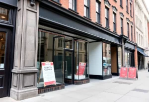 Empty storefront of TJ Maxx on Newbury Street, Boston