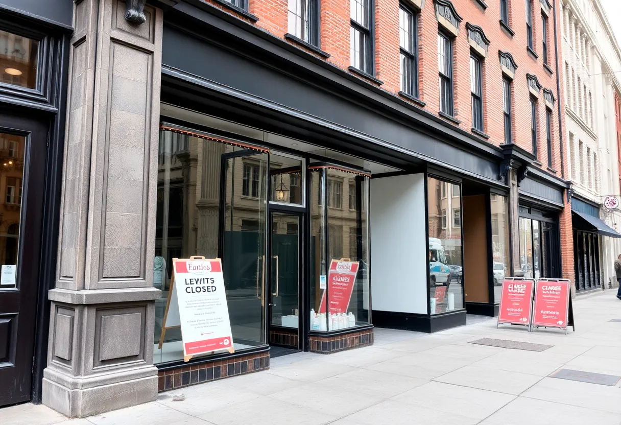 Empty storefront of TJ Maxx on Newbury Street, Boston