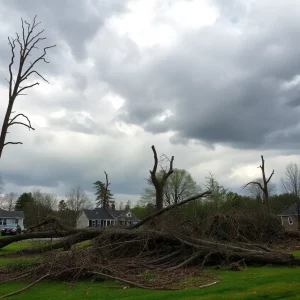 Damage caused by EF-1 tornadoes in Massachusetts