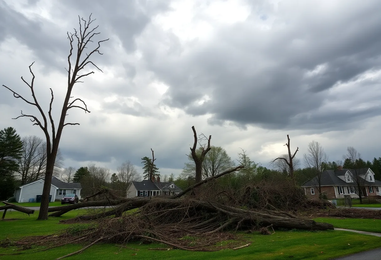 Damage caused by EF-1 tornadoes in Massachusetts