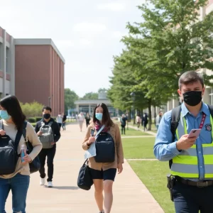 Empty campus of UMass Boston after safety incident