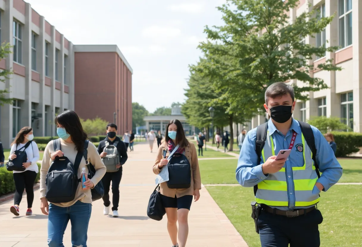 Empty campus of UMass Boston after safety incident