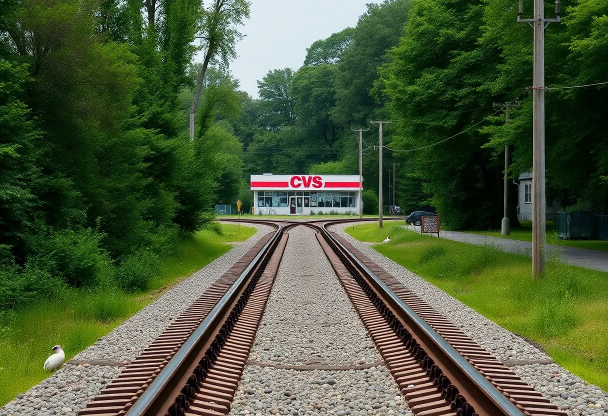 Railroad tracks behind CVS in Wareham, Massachusetts