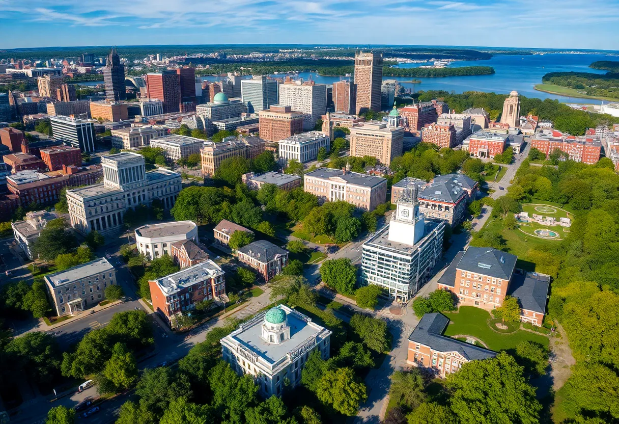 Aerial view of Boston showcasing affluent neighborhoods