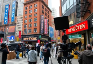 Filming of Weekend Warriors in Boston's Financial District