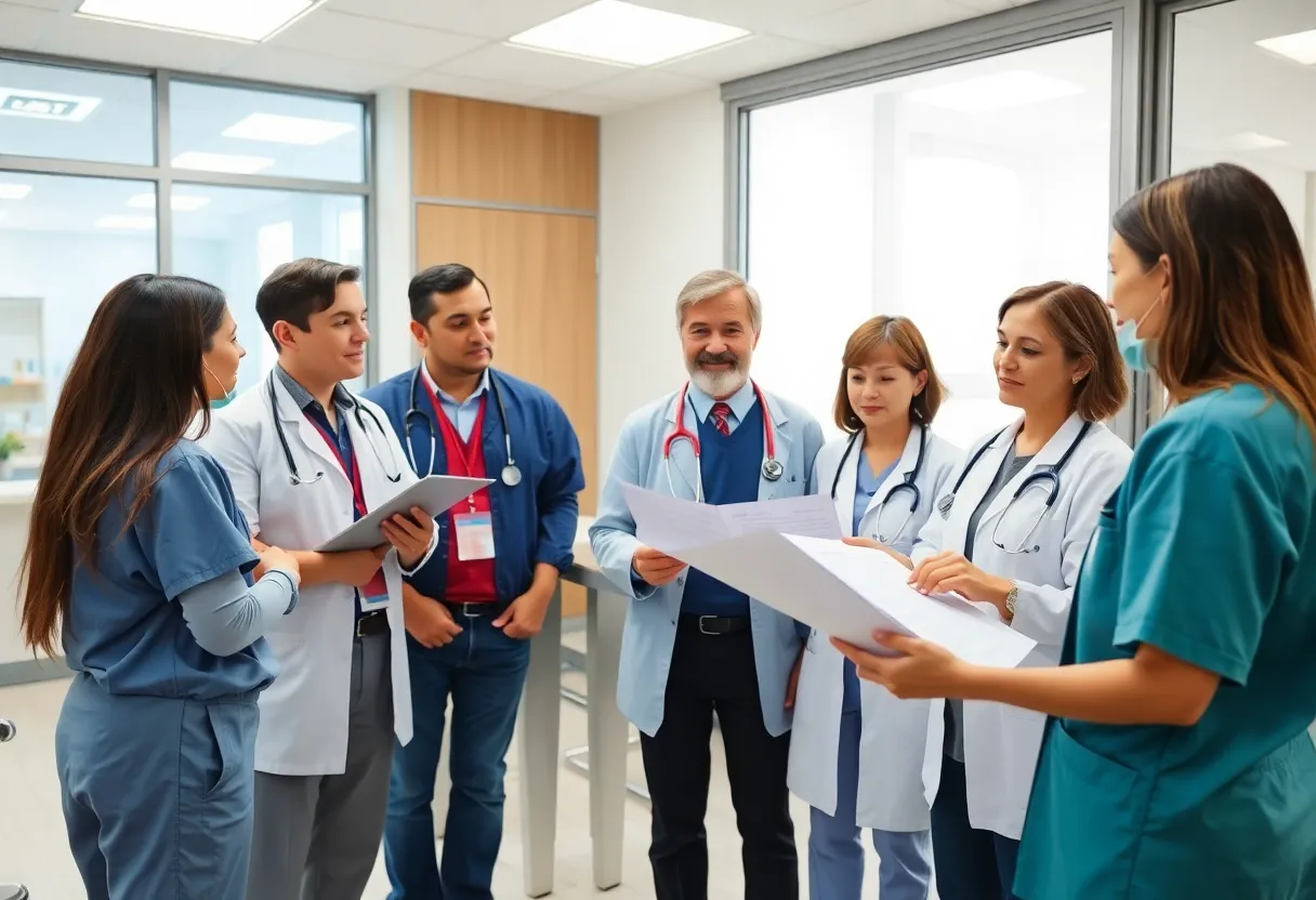 Healthcare professionals discussing billing practices in a clinic