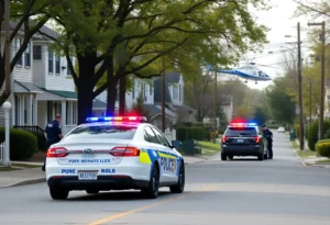 Police vehicles and officers at a shooting incident scene on Simon Street in Beverly.