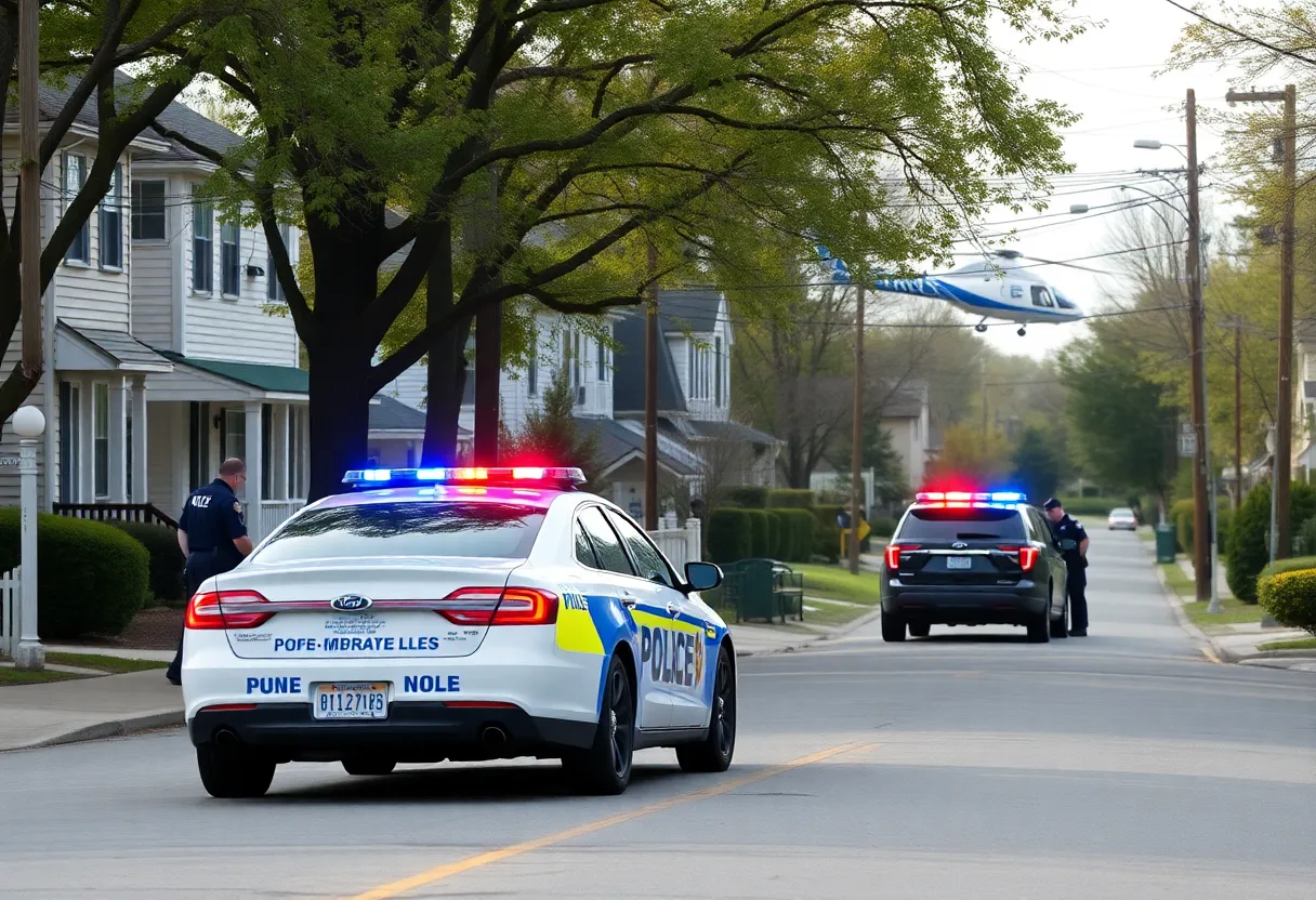 Police vehicles and officers at a shooting incident scene on Simon Street in Beverly.