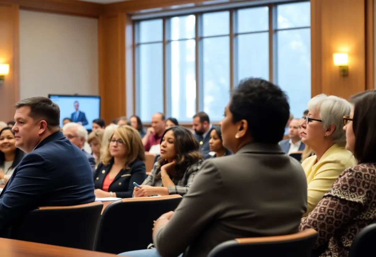 Community members participating in a city council meeting