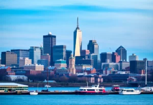 Skyline view of Boston showing biotech laboratories and innovative technology spaces