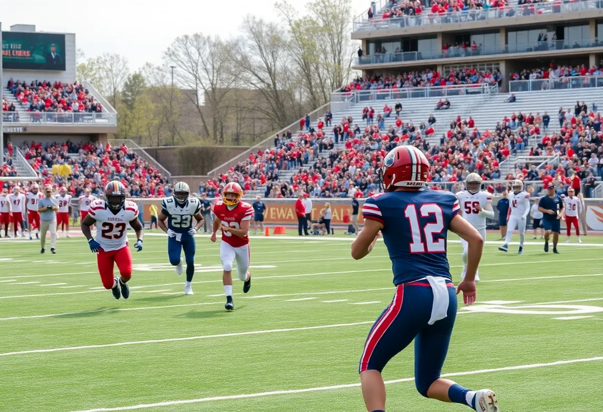 Boston College Eagles facing UConn Huskies in a football game