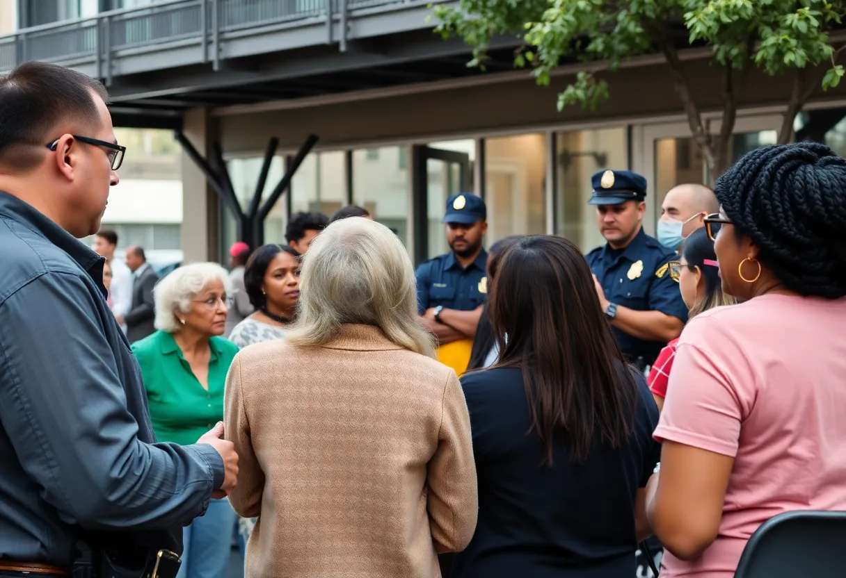 Residents and law enforcement at a Boston public safety initiative meeting