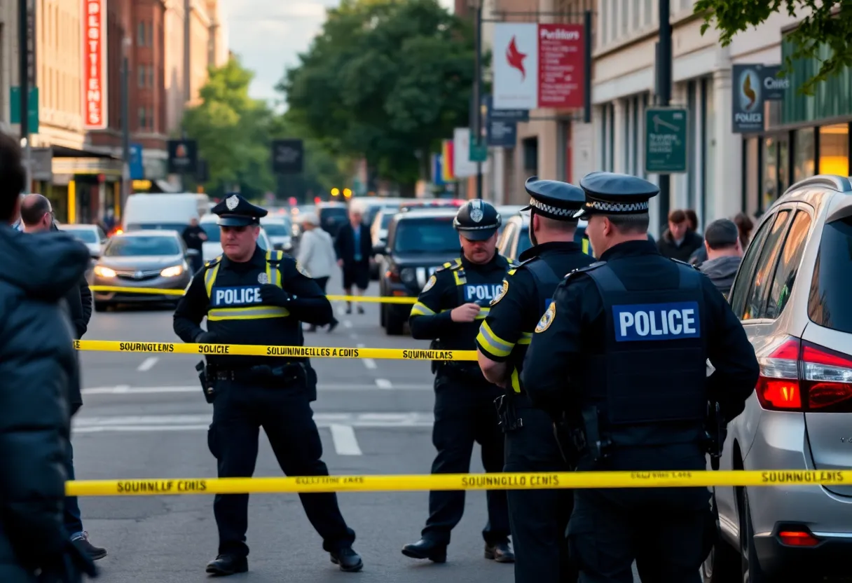 Police investigation taking place at the scene of a shooting in Boston's Mattapan neighborhood.