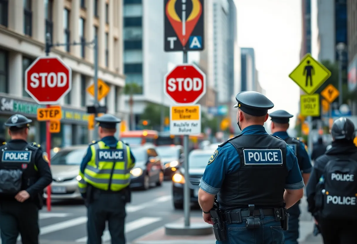 Police enforcing traffic regulations in Boston to prevent street takeovers.