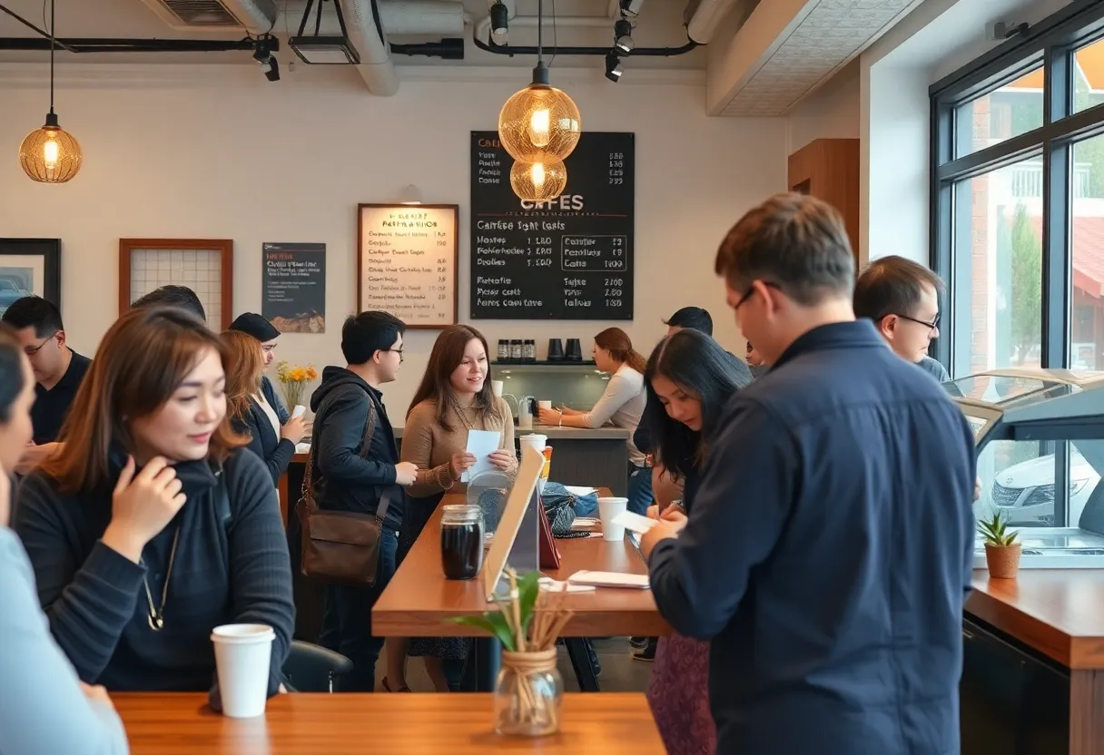 Café staff working manually amidst a digital payment outage