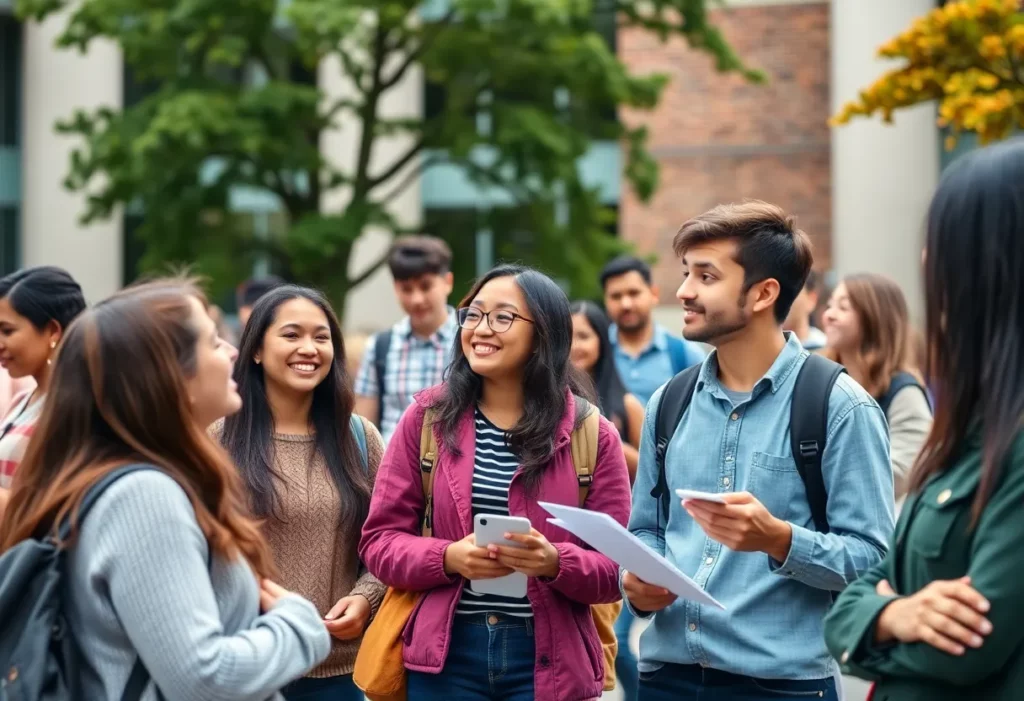 Students engaging in inclusive discussions on campus.
