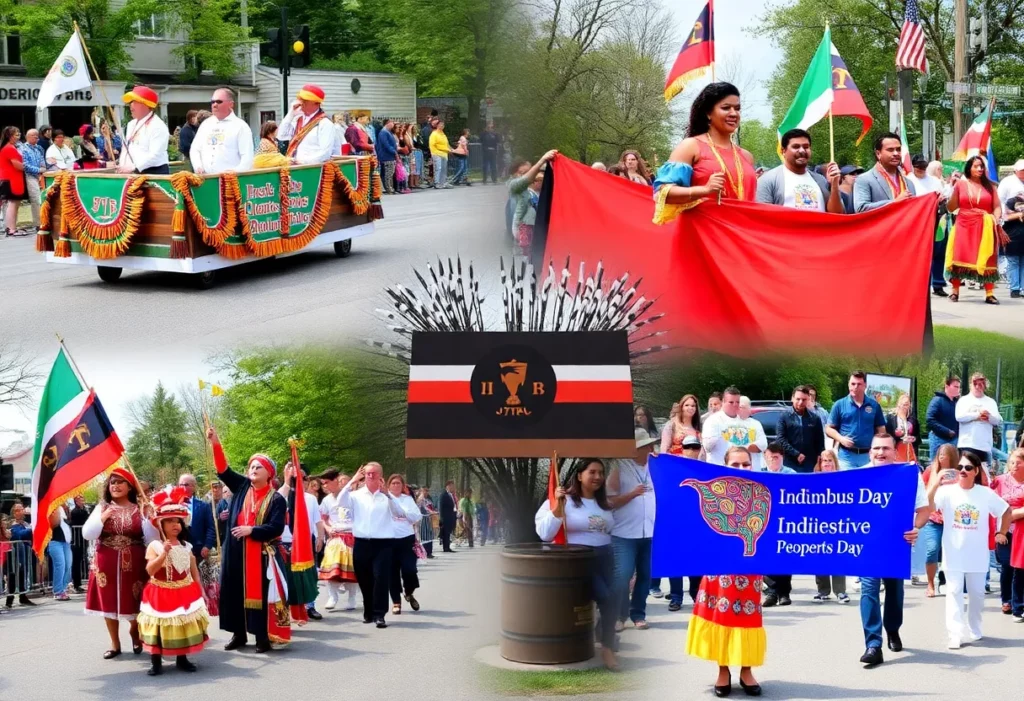 Celebration of Columbus Day and Indigenous Peoples Day with parades and cultural events in Massachusetts