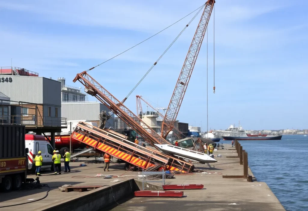 Scene of crane collapse at industrial site in Everett