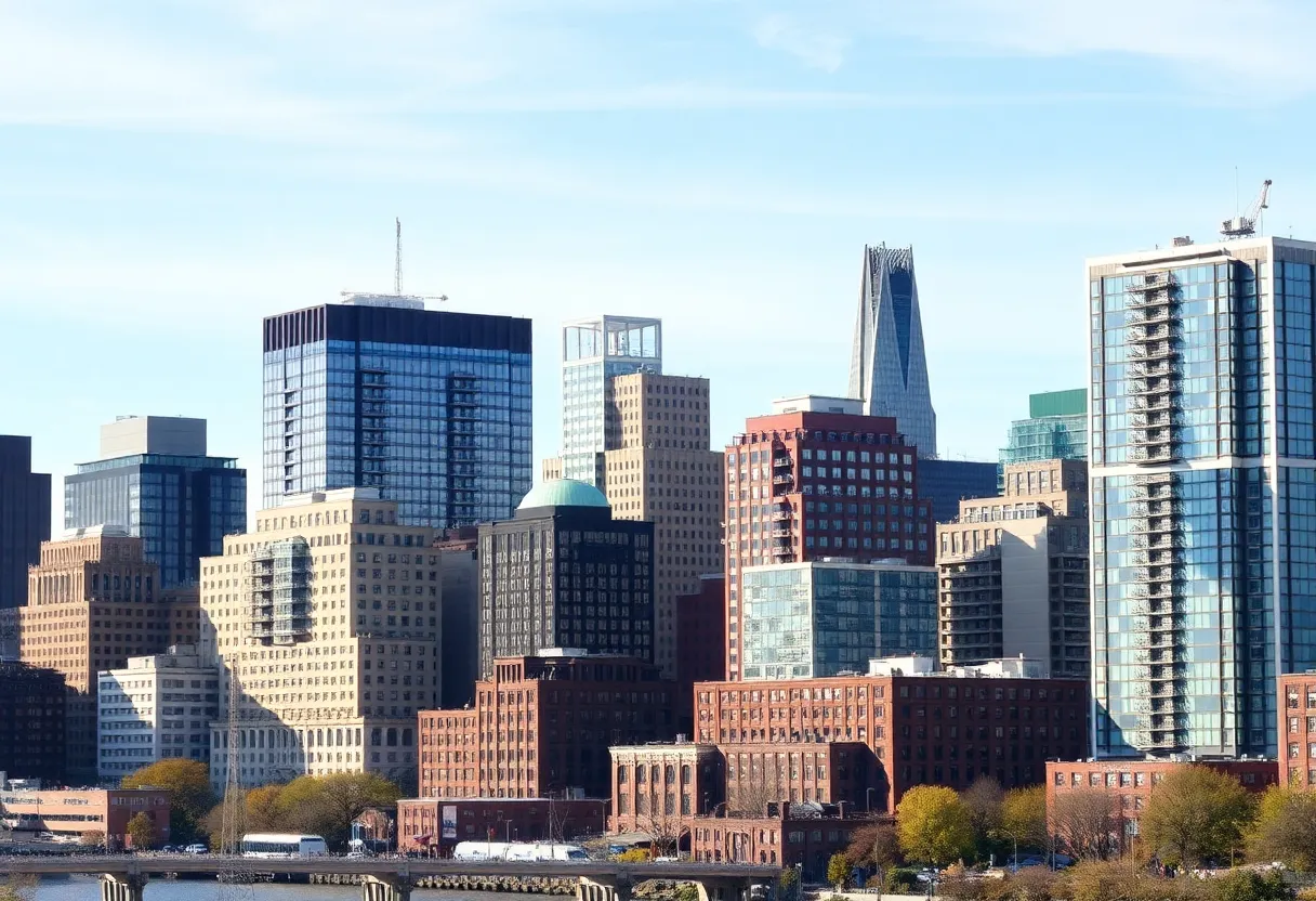 A view of Downtown Boston showcasing the skyline with mixed-use developments.