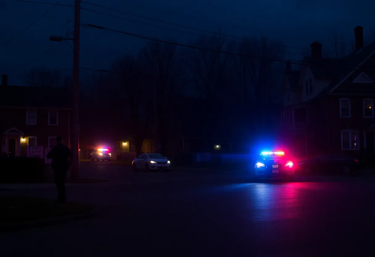 Police cars at the scene of a shooting in East Boston