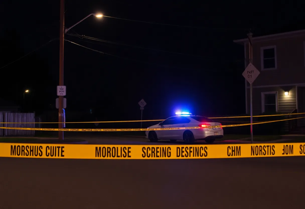 East Boston shooting scene with police tape and a blocked vehicle